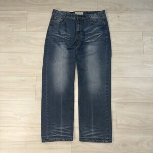 Vintage Y2K Ecko Unltd‎ Embroidered Jeans Size 34x31 Baggy Relaxed Blue Denim